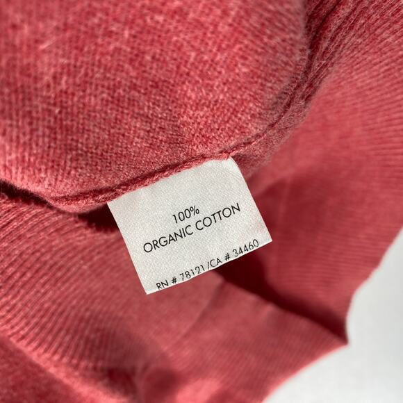 EILEEN FISHER Sweater S Organic Cotton Cardigan Draped Cowl Button Front Red - Picture 10 of 13